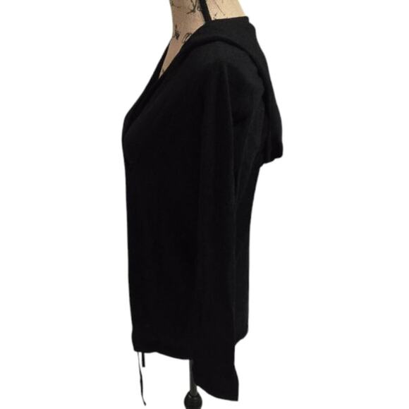 Talbots Black Hooded Long‎ Sleeve Tie Hem Top Size Small - Picture 3 of 5
